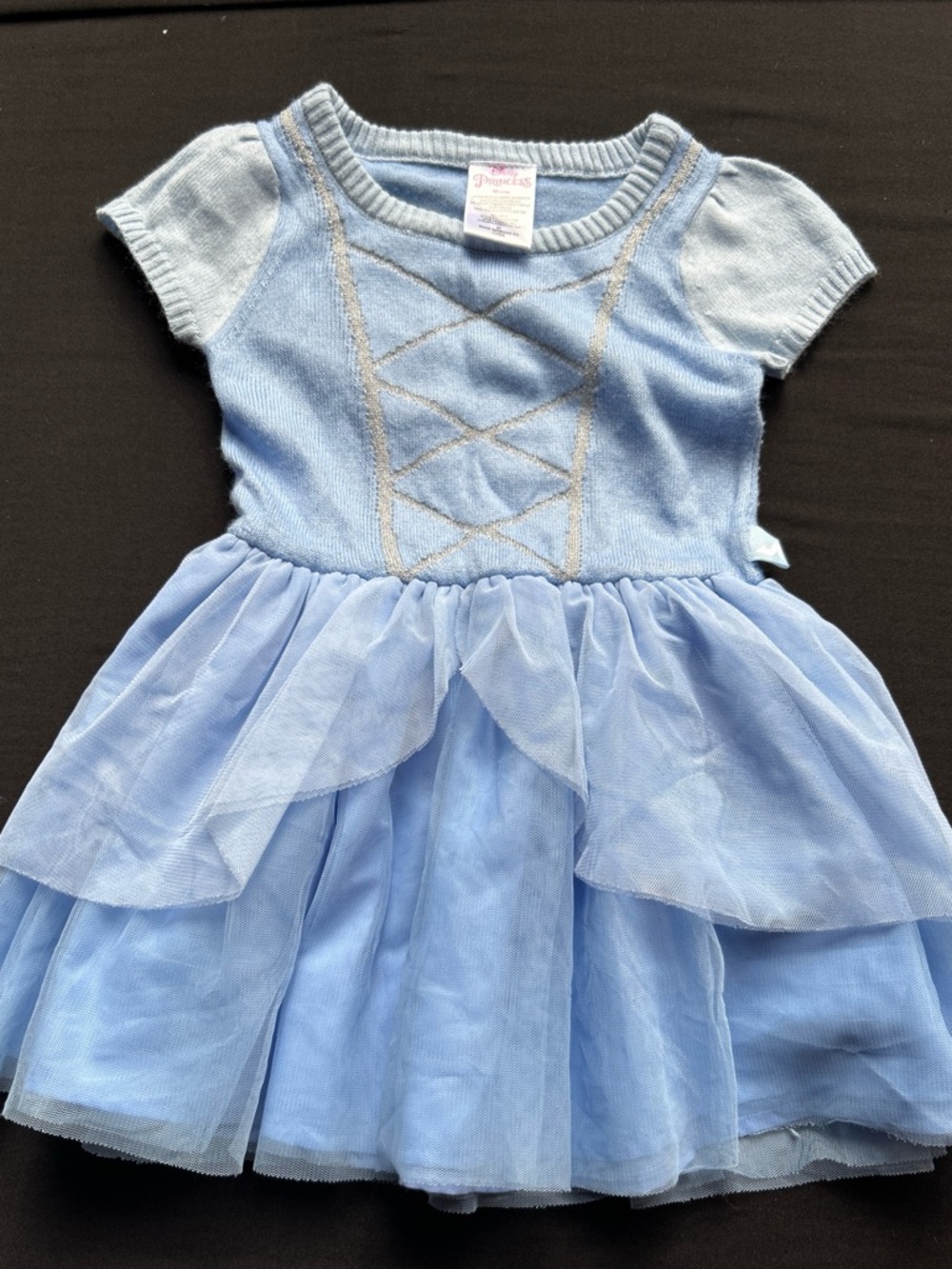 Disney Princess Cinderella Knit Tulle Dress Toddler 2T Blue Fairytale Costume